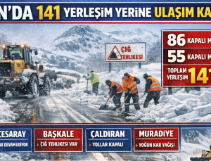 KAR VE TİPİ VAN’DA YOLLARI KAPATTI: 11 İLÇEDE 141 YERLEŞİM YERİNE ULAŞIM YOK