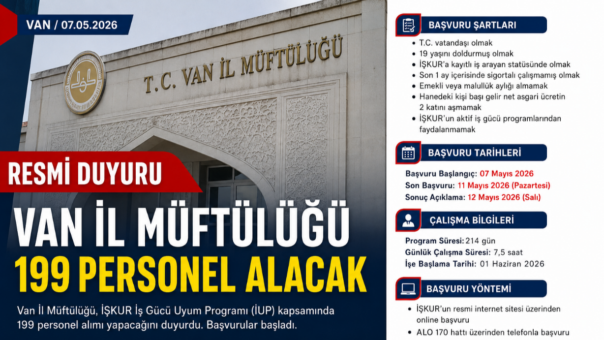 Van İl Müftülüğü 199 Personel Alımı Başladı: Başvuru Şartları ve Tarihler Açıklandı